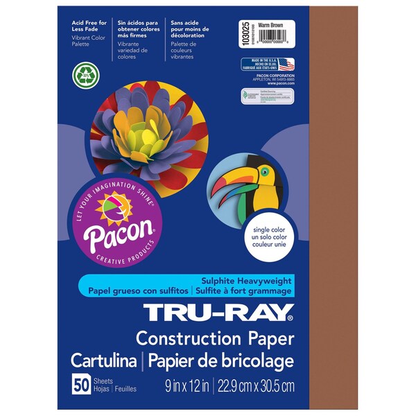 Tru-Ray® Construction Paper, Warm Brown, 9x12in, PK250